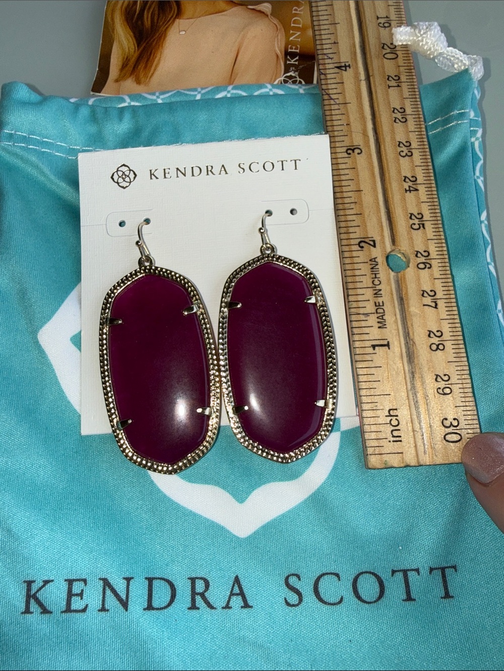 Kendra Scott Deep Plum Ella Statement Earrings in Purple Magenta - Picture 4 of 4